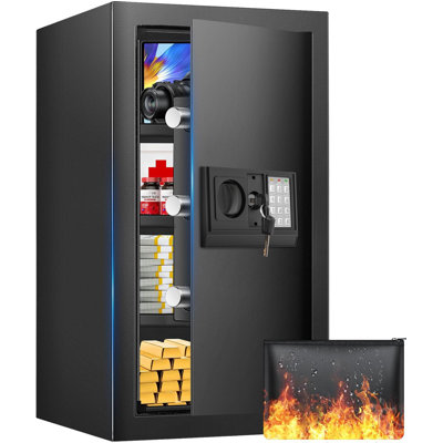 Home Safe with Fireproof Waterproof Bag,Anti-Theft Digital Security Lock Box with Smart AlertSystem