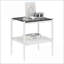 Ensemble de 2 tables basses modernes en verre trempé gris pour le salon, faciles à nettoyer et peu encombrantes-372477840-372477844