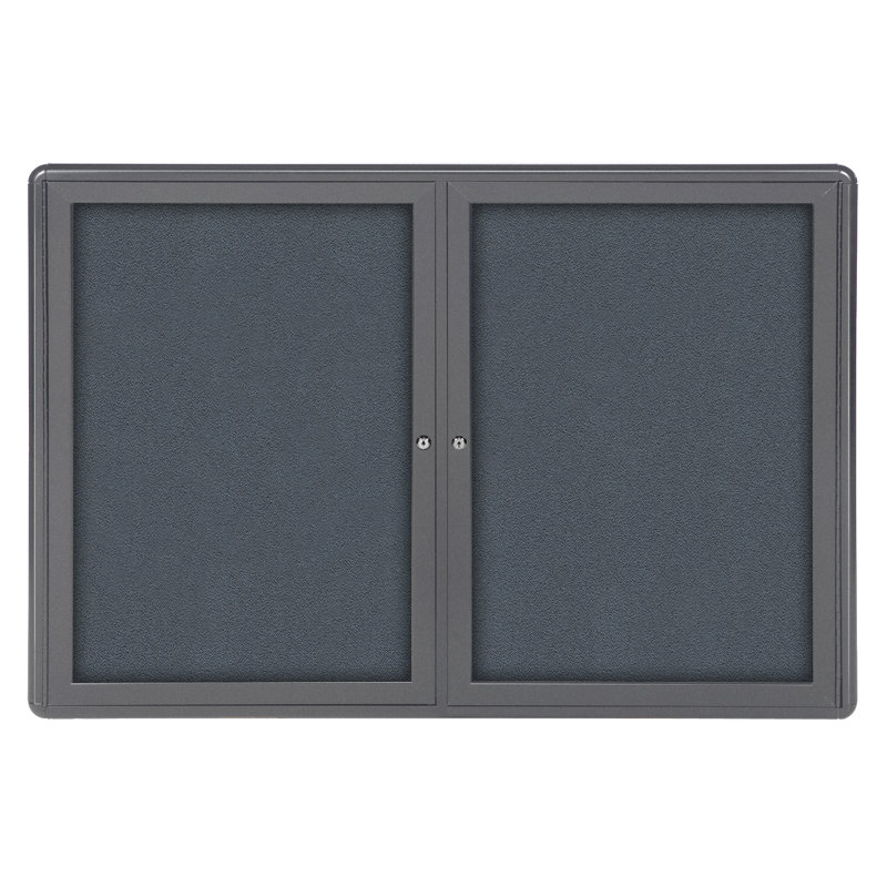 Babillard fermé 2 portes Ovation, 2 pi 10 po x 3 pi 11 po , Gris, Gris