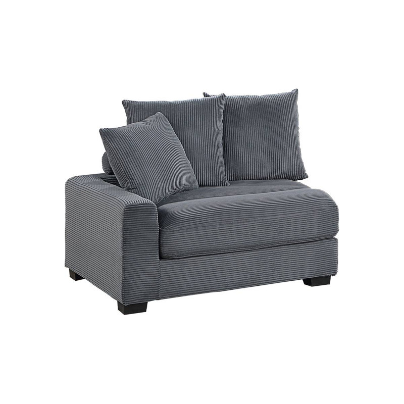 Canapé modulaire 4 pièces ivoire de 127 po de largeur, Velours côtelé gris foncé