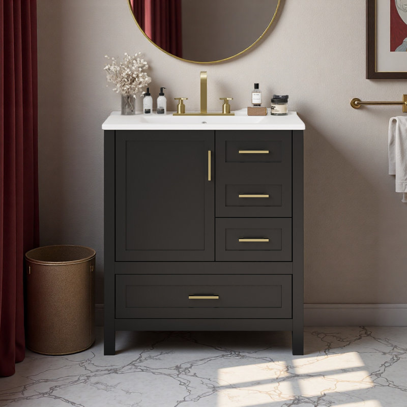 Ensemble de meuble-lavabo 30 po avec lavabo, Noir