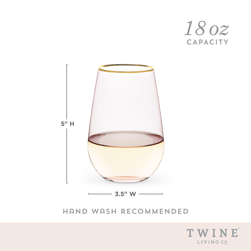Rose Crystal Stemless Wine Glass