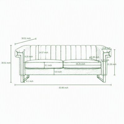 83.86 " Velvet Sofa