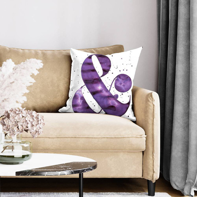 Ampersand purple - 20"x20" Throw pillow cover - Poly twill - Print on demand, Purple, Pillow Cover Only - No Insert