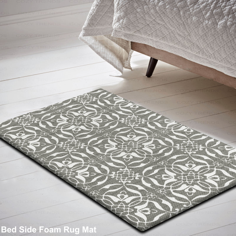 Ralik Geometric Anti-Fatigue Non-Skid Kitchen Mat, Light Gray