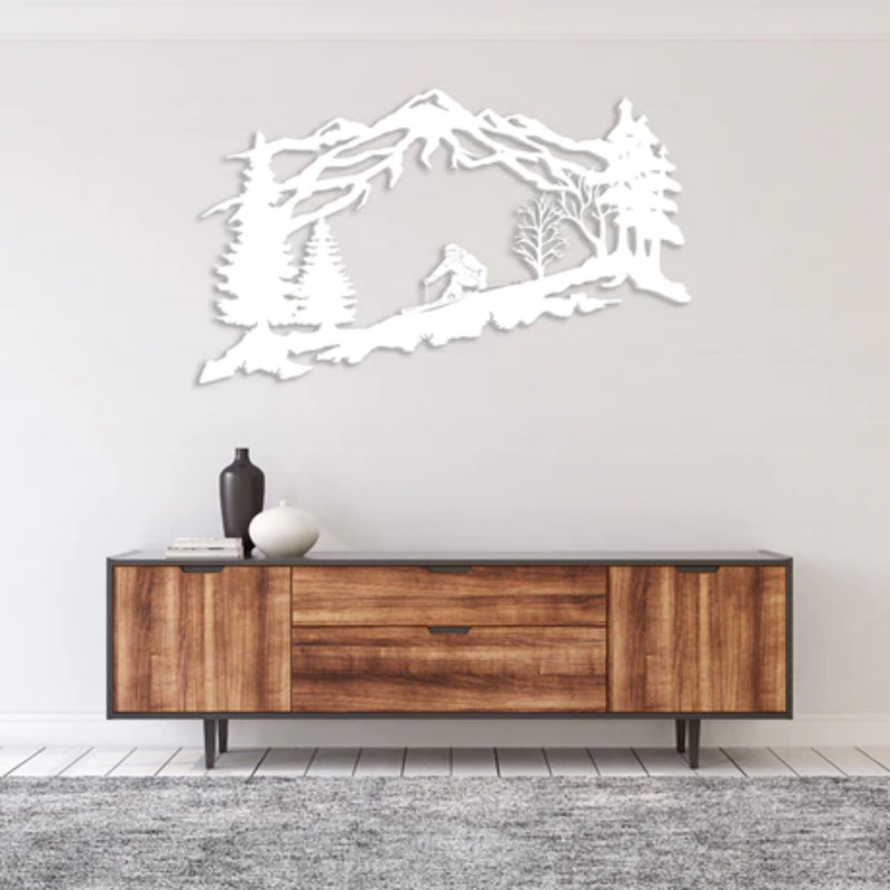 Mountain Skier Metal Wall Art - Ski Adventure Wall Art - Skier Silhouette Mountain Design Sculpture - Winter Sports Wall Hanging - Modern Industrial Metal Art - Outdoor Adventure Home Decor - Bold Statement Art Piece