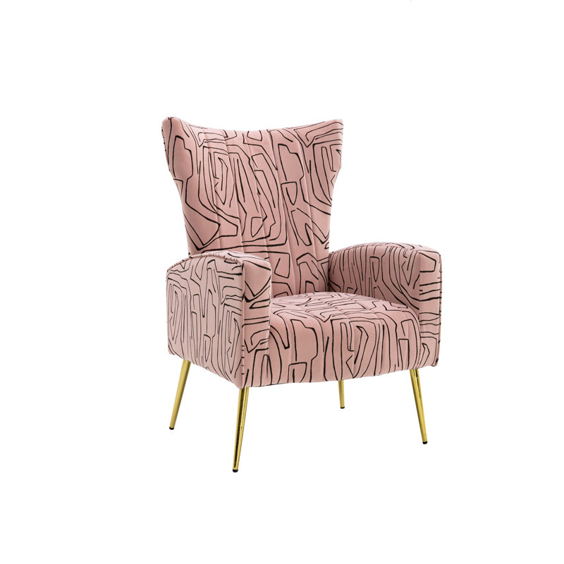 Fauteuil à oreilles en velours Citium, Rose