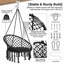 Balancelle stable en macramé, fauteuil suspendu pour chambre à coucher avec coussin moyen, balancelle robuste pour chambre à coucher avec structure en acier d'une seule pièce