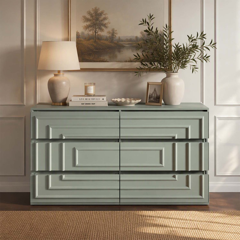 Commode à 6 tiroirs de style milieu du siècle pour chambre à coucher, 57,2