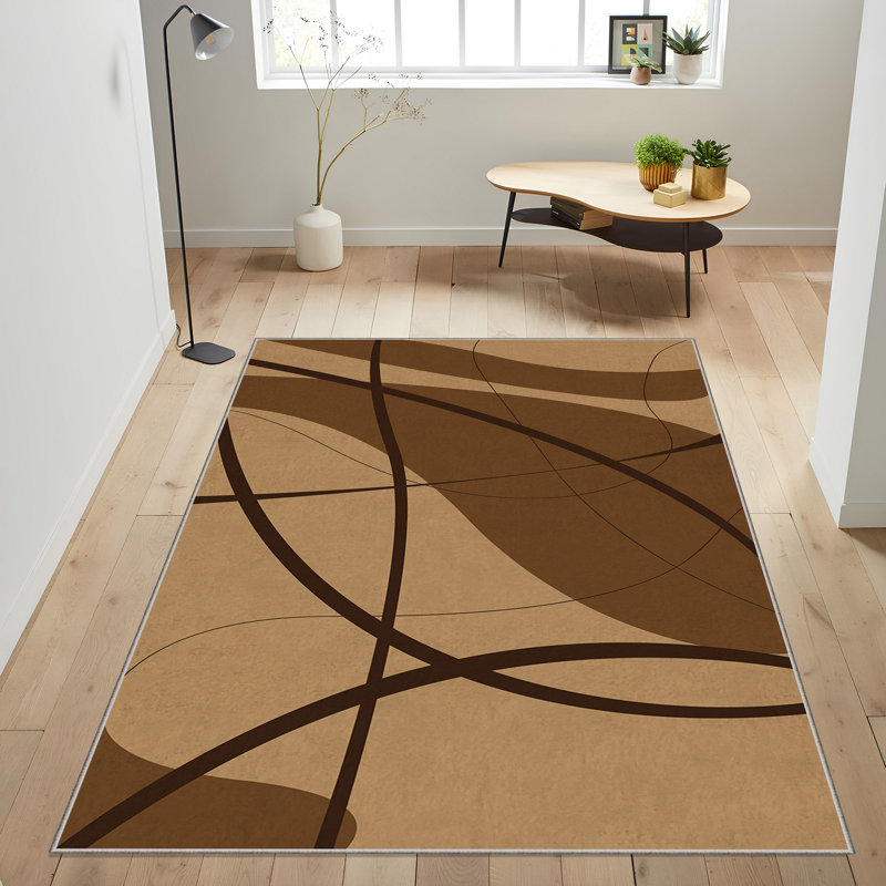 Soft Woven Area Rug, 100% Polyester, 31.5 x 55.1 inches | 740 g/m², Non-Slip Felt Dot Underside, Machine Washable | Low Pile Height: 0.16 inches, Perfect for Living Room, Bedroom, and Dining Areas