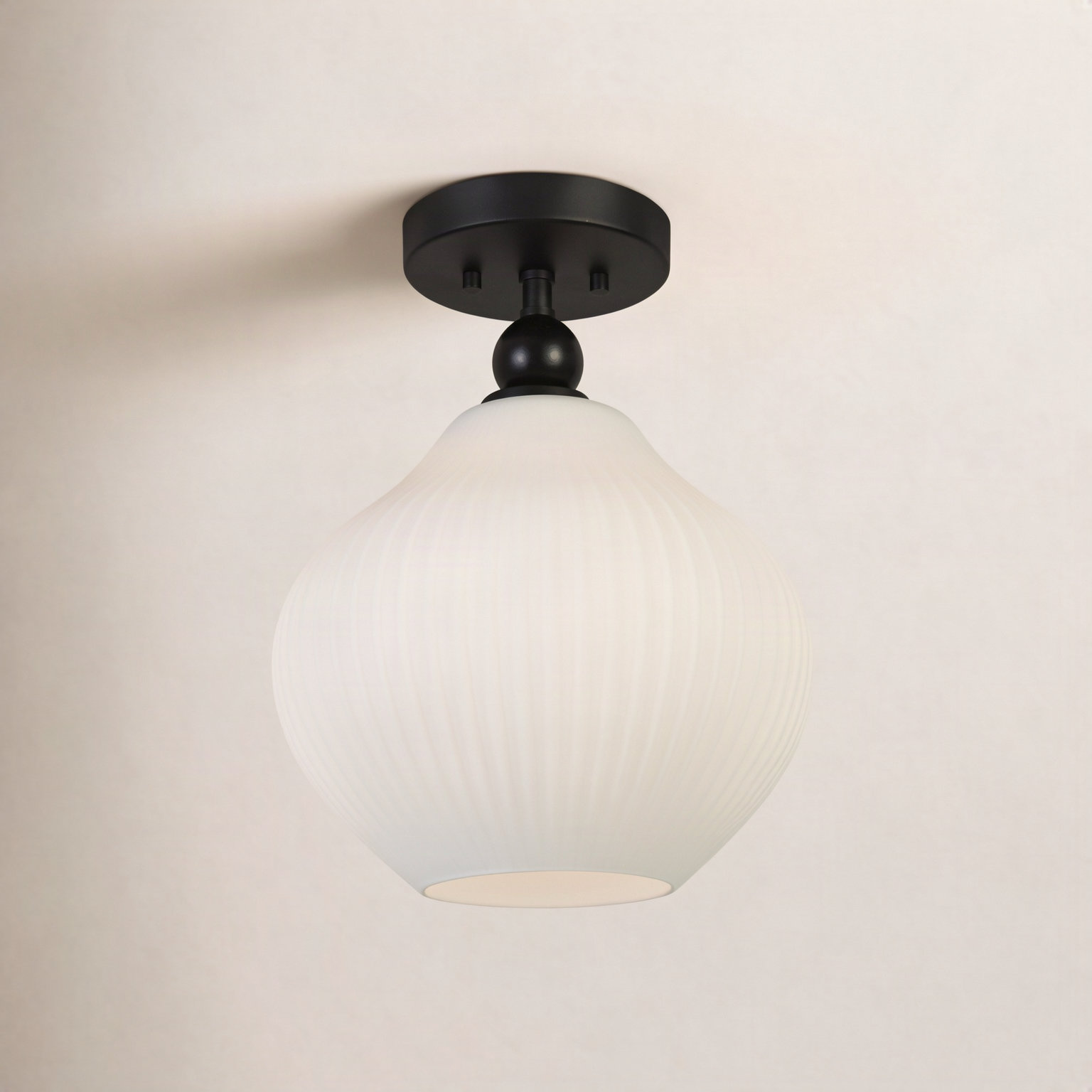 Jonny 12" Single Light Semi Flush Mount, Matte Black