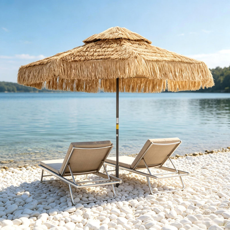 Parasol de jardin de style paille, parasol d'extérieur de style hawaïen, parasol de patio (seulement parasol)