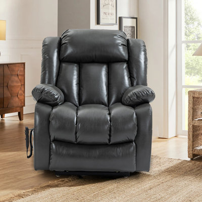 Courtois Faux Leather Recliner with Heat and Massage, Lift Function, Dual Motors, and USB Ports. by Red Barrel Studio
