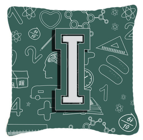 Coussin décoratif intérieur/extérieur au dos initial du monogramme à l’école, I, 14" H x 14" L x 4" D