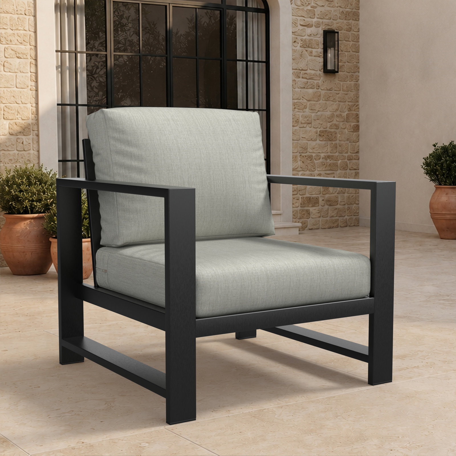 Dulcie Sunbrella® Patio Lounge Chair, Sunbrella® Canvas Granite