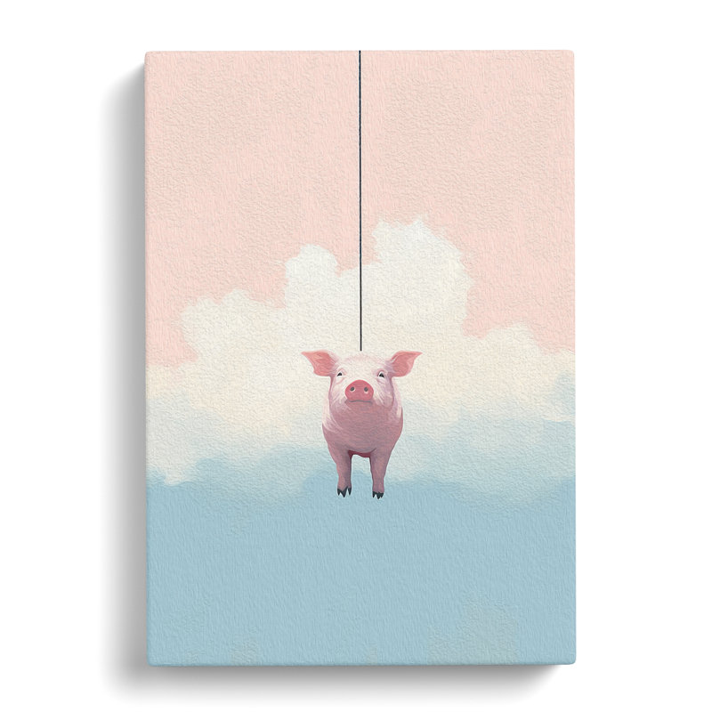 Pig Minimalism - Wrapped Canvas, 50cm H x 35cm W x 3cm D