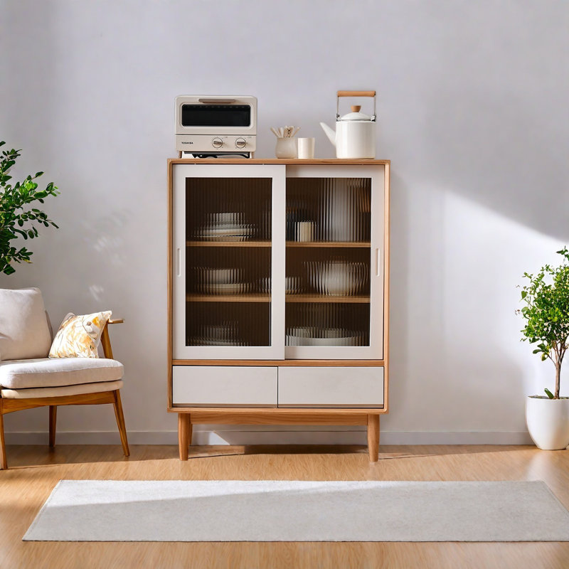 Armoire de rangement multifonctionnelle de salon, Brun / Blanc