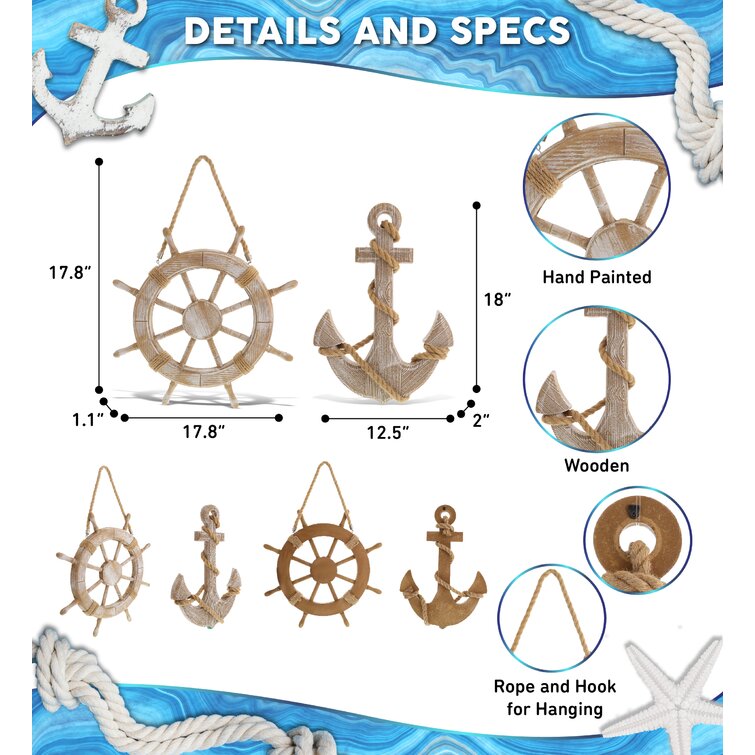 Ornamental Nautical Ship Steering Wheel Home Wall Decor Breakwater Bay