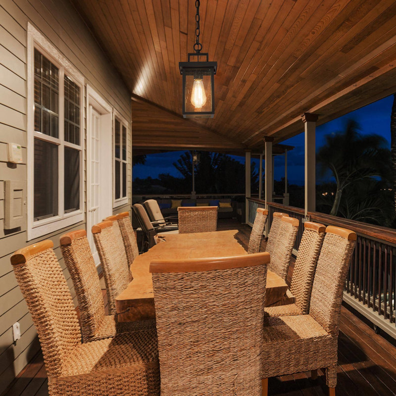 Dekotah Black 1 -Light Outdoor Pendant, 5.9" H x 5.9" W x 10.4" D