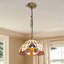 Luminaire suspendu en verre coloré style Tiffany avec chaîne en bronze antique