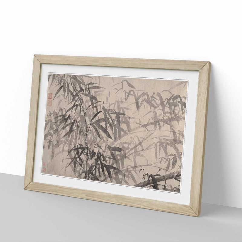 A Bamboo Plant by Tang Yin - Single Picture Frame Painting, 24cm H x 33cm W x 2cm D, Oak Framed