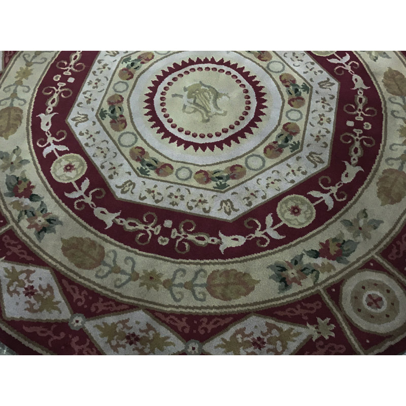 Hand-Knotted High-Quality Rose Round Area Rug