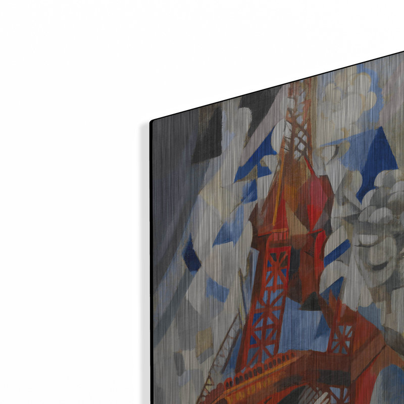«Lark Manor» «Red Eiffel Tower» par Robert Delaunay, art mural en métal, H 24 po x l 16 po