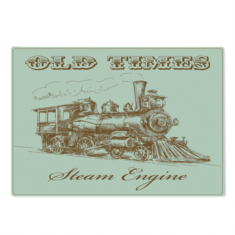 Planche à découper Ambesonne pour machine à vapeur grande taille train rétro ivoire caramel pâle