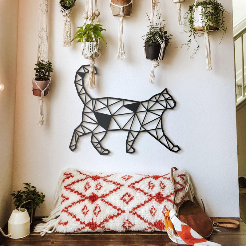 Art mural chat en métal - Décoration de bureau et de salon