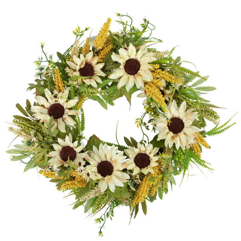 Couronne de tournesol artificielle 24 po beige