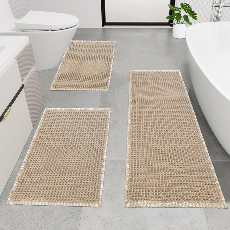 3 Piece Waffle Bath Mat Set