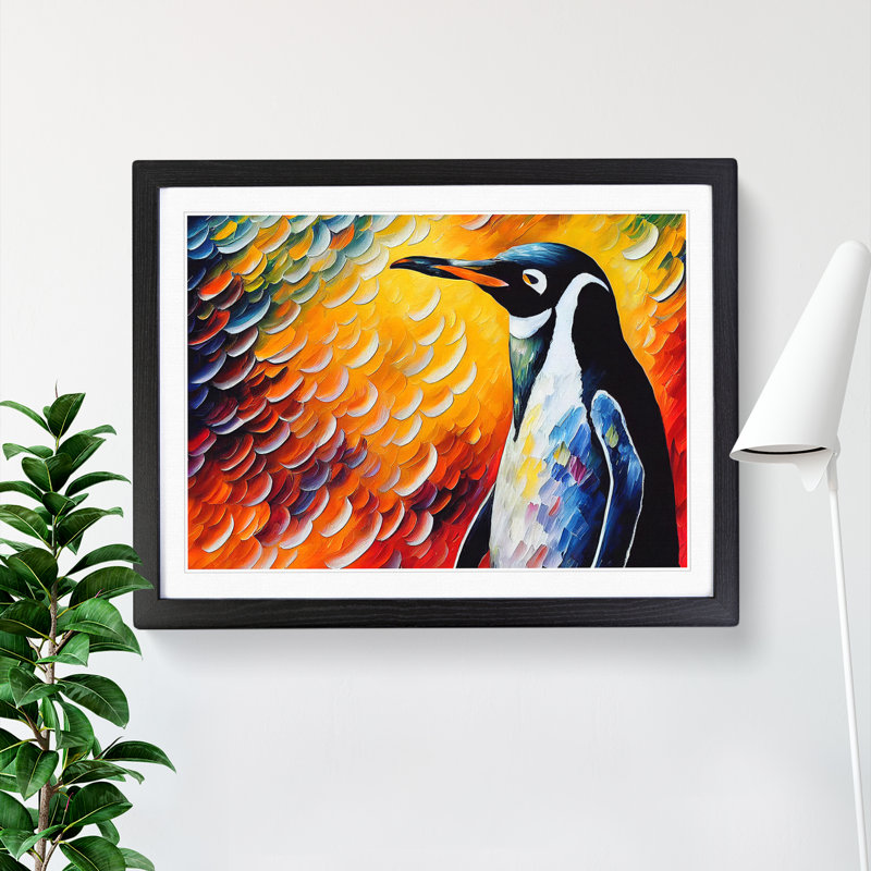 XH1022-6876X Penguin Painting Vol.2 Abstract - Single Picture Frame Print, Black, 46cm H x 64cm W x 2cm D