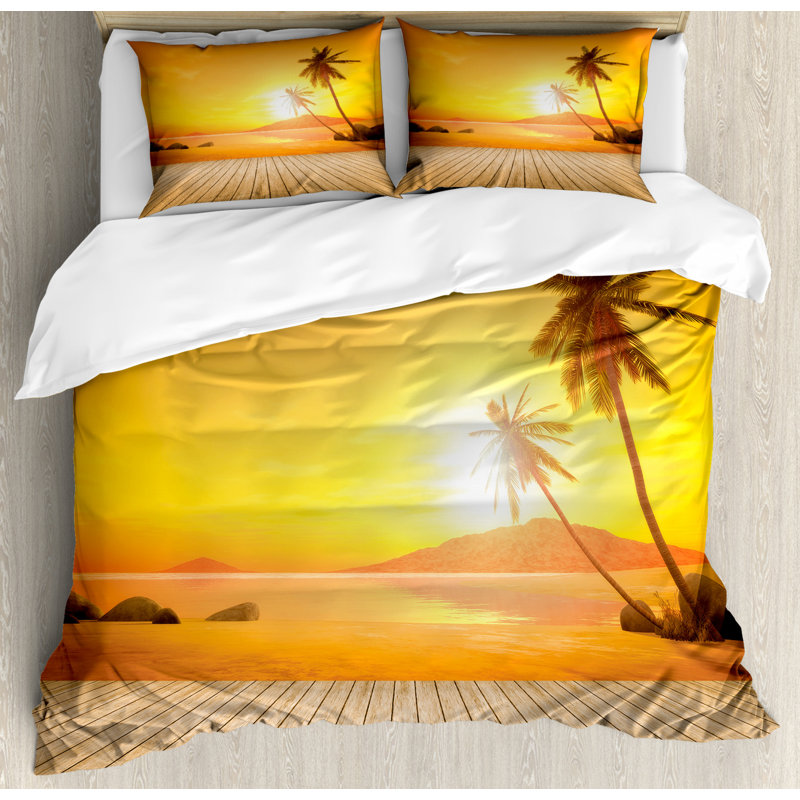 Coastal Polyester Duvet Cover, Queen Duvet Cover + 2 Shams