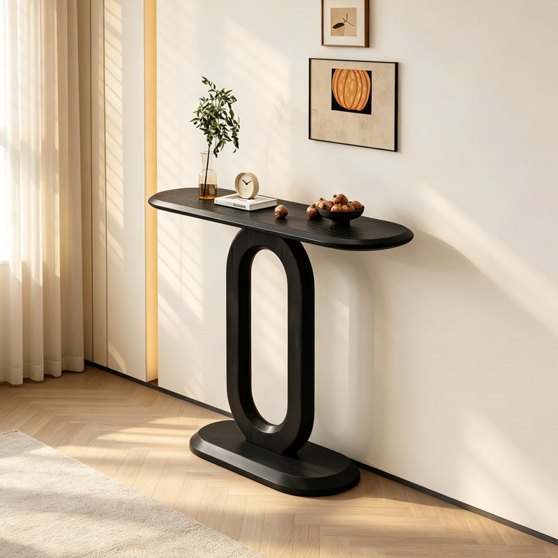 Console créative moderne en bois massif, 31.5" H x 31.5" W x 11.81" D, Black