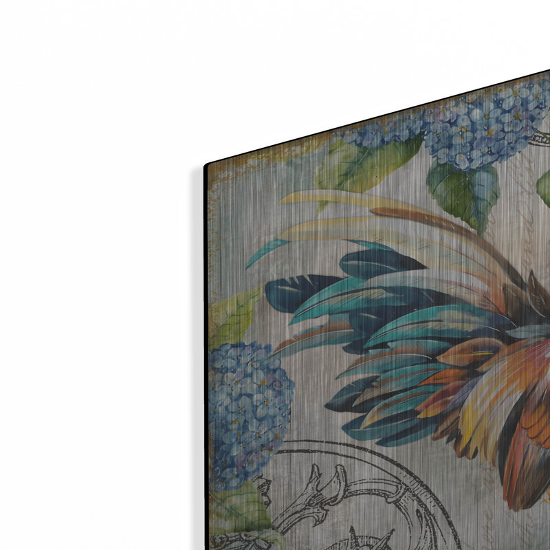 «Ironwork Rooster C» par Jean Plout, art mural en métal, H 12 po x l 16 po