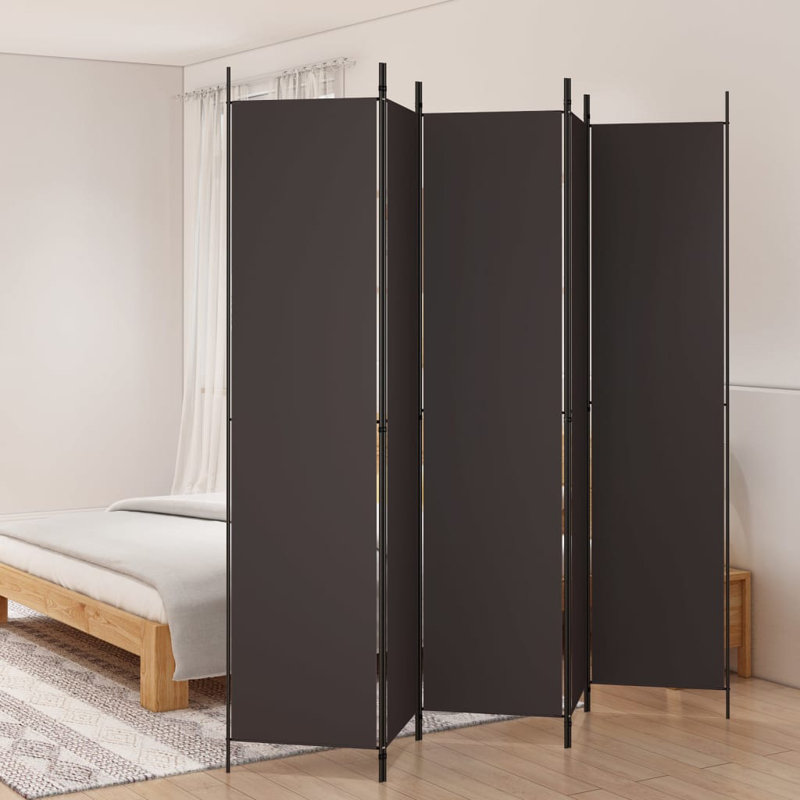 Kasimir Folding Room Divider, 5, Brown, 220cm H x 250cm W