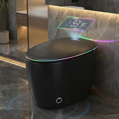 Smart Toilet With Bidet, Foam Shield, Auto Open/Close Lid, Auto Flush, Heated Seat, Warm Wash/Dryer, Remote Control, Foot Sensor, LED Display, Night Light For Bathroom Comfort