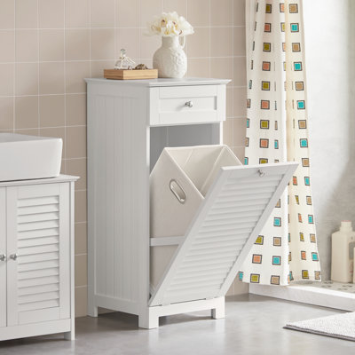 Lyonsdale Wood Cabinet Laundry Hamper with Handles