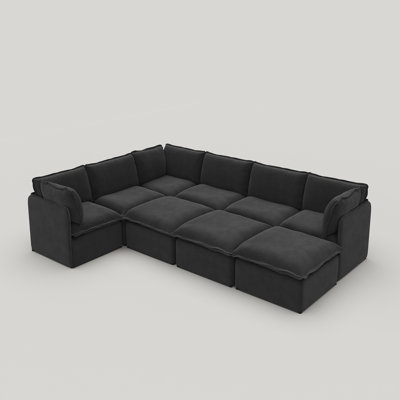 9-Piece Modular Slipcover Sectional Sofa, Free Combination Sofa with Lightweight Iron Frame & Ottoman