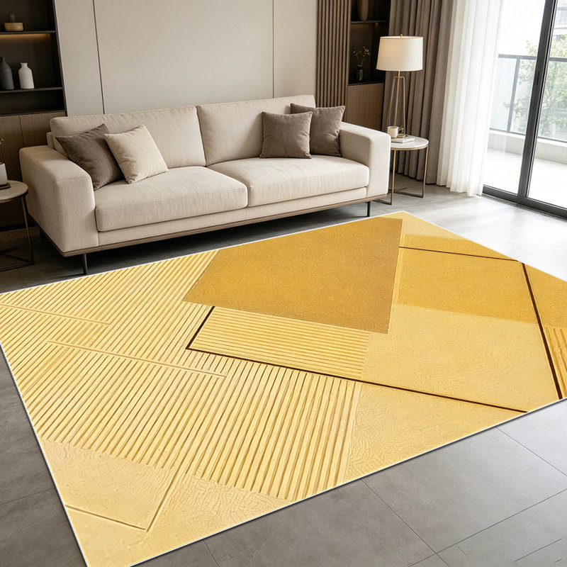 1PC Minimalist Geometric Herringbone Striped Gold Patchwork area rugs for Living Room, Soft and Comfortable, Suitable for all seasons, easy-to-maintain, machine washable Indoor floor mat, Under Table Farmhouse suitable for kitchen, dining room,