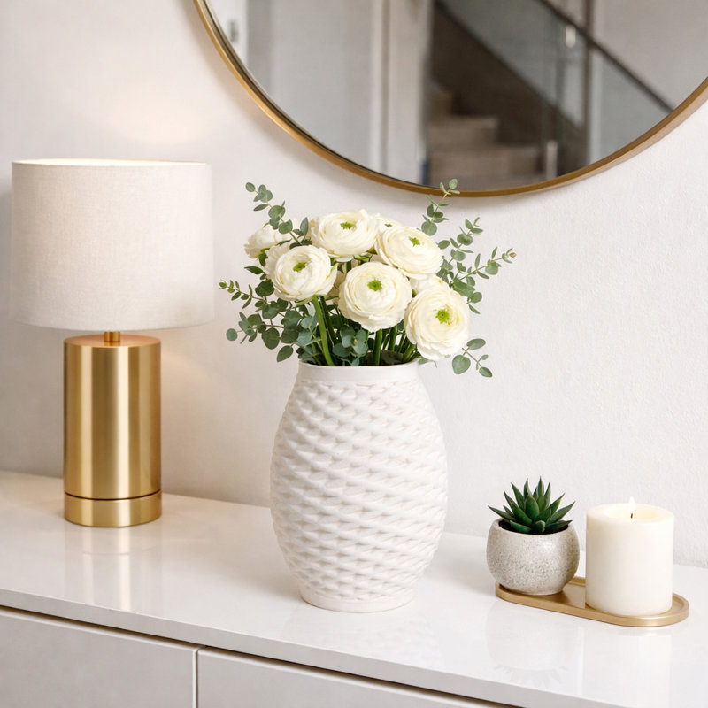 Vase en grès et en porcelaine - corps moderne texturé glamour, décor contemporain élégant, présentoir décoratif élégant, fabrication artisanale durable pour un style intérieur polyvalent