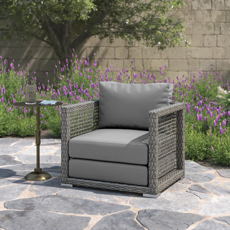 Fauteuil d'extérieur en rotin Aura, Gris