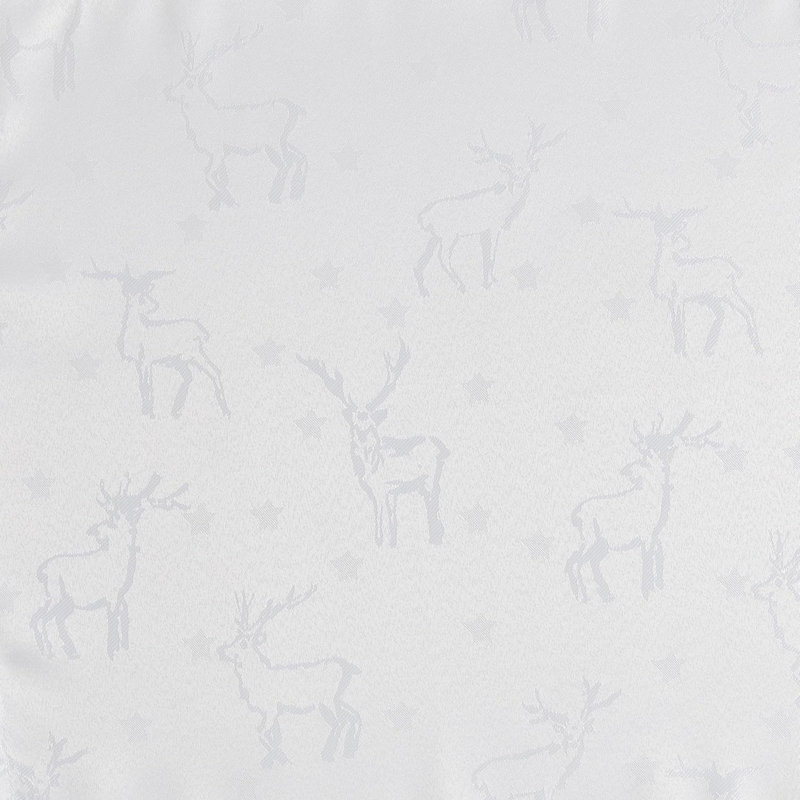 Christmas Tablecloth Deer Embossed Design, White