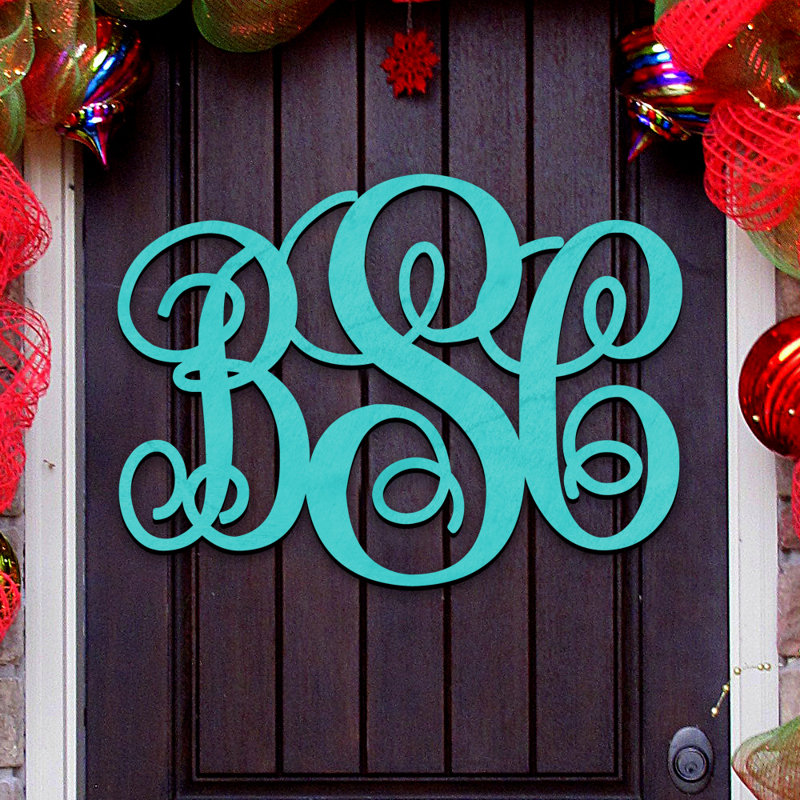 Décoration murale monogramme à 3 lettres, Oui, Bleu lagune, H 24 po x l 32 po