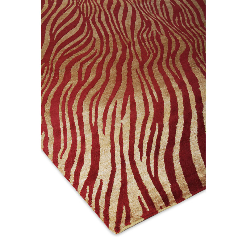 Wilderness Abstract Area Rug in Red/Beige, Rectangle 8'6" x 11'6"