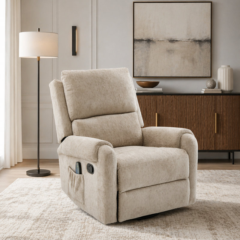 Fauteuil inclinable manuel avec massage, Oatmeal