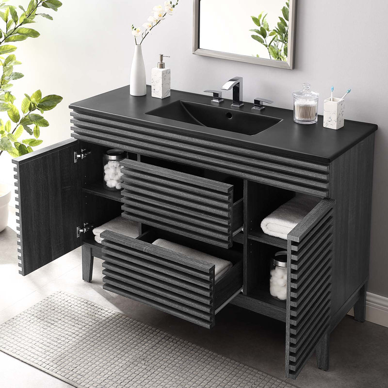 Modway Render 48" Single Sink Bathroom Vanity, Charcoal