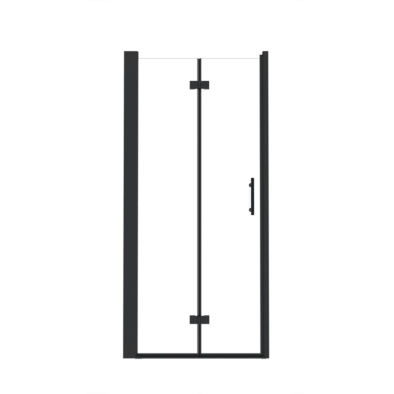 Space-saving Bifold Design Tempered Glass Stylish Black Frame For Small Bathrooms