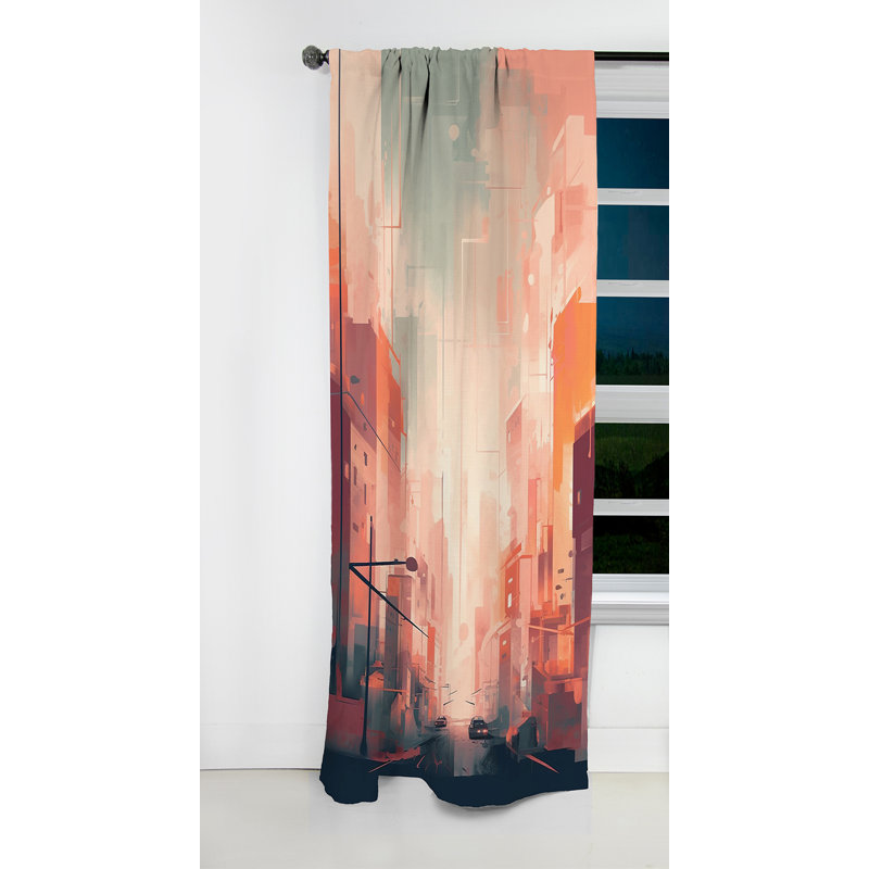 Theroux - City Curtain - Blackout Abstract Curtain - 1 Panels, L 52 po x L 84 po