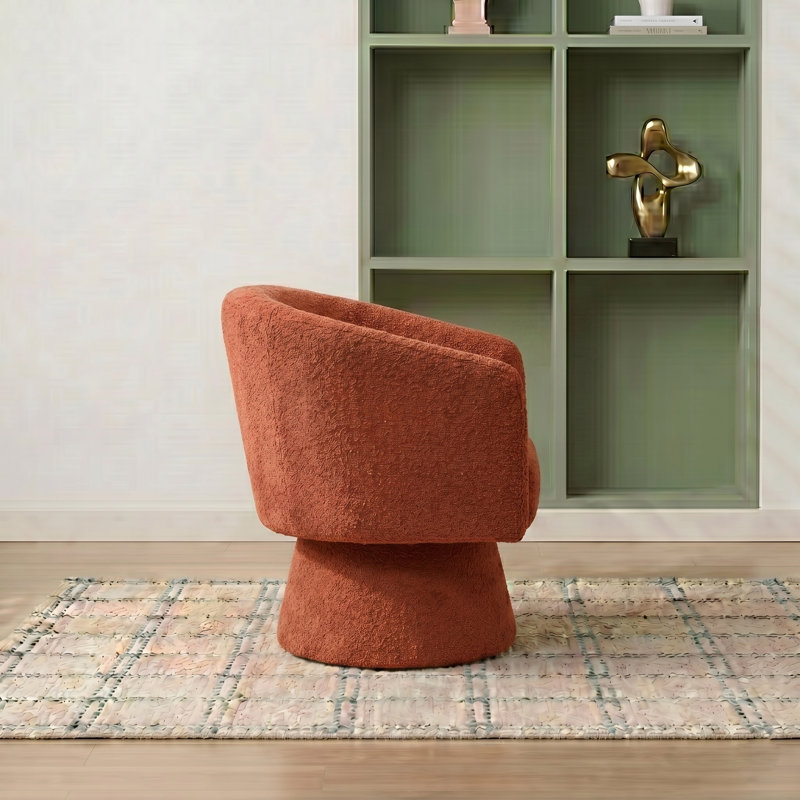 Caleigha Fabiola 27.9'' Swivel Barrel Chair, 100 % polyester orange